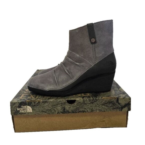 The North Face Bridgeton Wedge Bootie Gray Leather-Suede Waterproof Size 10.5 - Picture 10 of 13